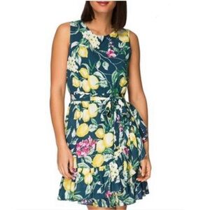 Bobeau Amina Sleeveless Lemon Floral Print Dress